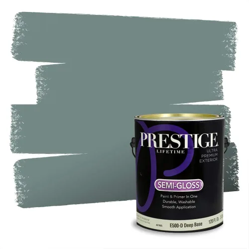 Vista 143 de Prestige Paints - Pintura exterior e imprimación en uno, 1 galón, plano, compatibilidad comparable con el color menta «Whipped Mint» de Behr