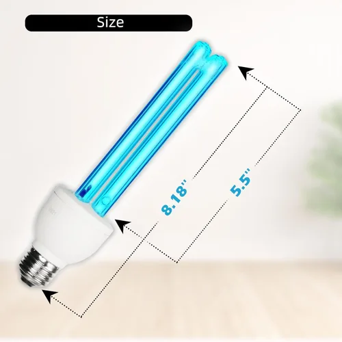 Vista 2 de Bombilla UVC de 25 vatios sin ozono, luz UV para dormitorio/baño/armario/cocina, longitud de onda de 253.7nm cubre hasta 400 pies cuadrados, E26