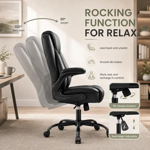 Vista 5 de GTPLAYER Black Office Desk Chair with 90° Flip-up Arm, 2 Pack
