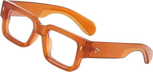 Vista 14 de Gafas de marco cuadrado grueso para mujeres y hombres, anteojos rectangulares gruesos, sin receta, lentes de luz azul para computadora