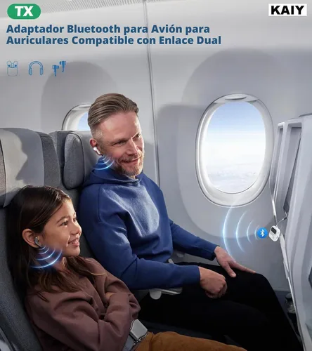 Vista 2 de KAIY Transmisor Bluetooth de avión para auriculares de TV Reproductor