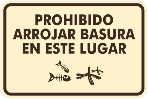 Vista 8 de Signs ByLITA Clásico enmarcado Prohibido Arrojar Basura en Este Lugar Gráfico Español Señal de Seguridad (Negro) - Pequeño