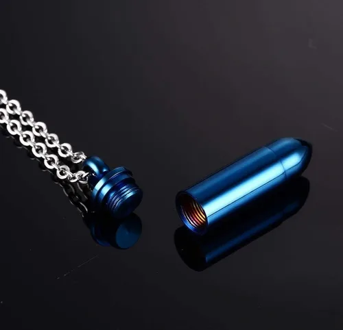 Vista 4 de Collar con colgante de urna de bala pulida de acero inoxidable, joyería de cremación de recuerdo de cenizas conmemorativas, Acero inoxidable, No es