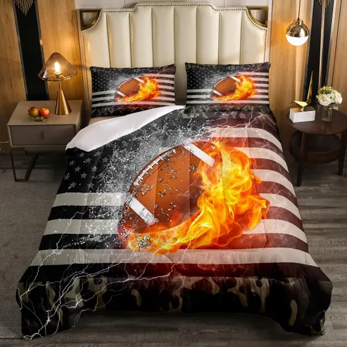 Vista 50 de Erosebridal Juego de edredón de bandera estadounidense tamaño individual para niños y adolescentes, juego de ropa de cama de camuflaje, edredón
