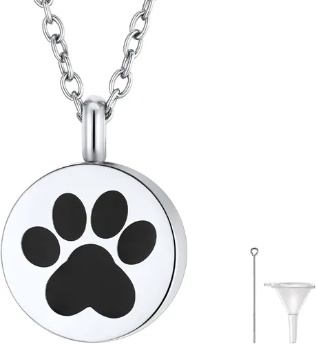 Vista 87 de FindChic Collares personalizados con urna para cenizas, barra vertical, gato, luna, reloj de arena, garra de perro, acero inoxidable, chapado en oro