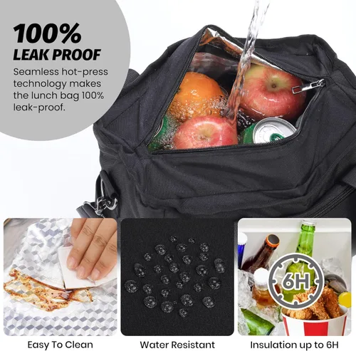Vista 3 de Lonchera Bolsa de Almuerzo para Mujeres, Bolsa Térmica de Almuerzo a Prueba de Fugas para Mujeres, Bolsas Grandes de Almuerzo Tipo Tote para Adultos