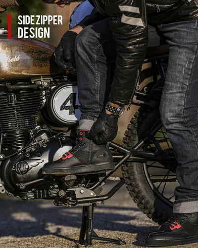 Vista 7 de Grapelet Zapatos de motocicleta para hombre, antideslizantes, botas protectoras de motocross con cremallera lateral, soporte de tobillo