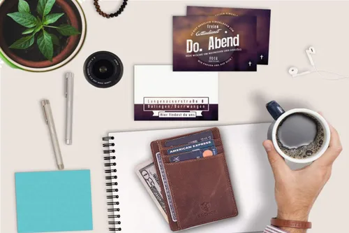Vista 5 de Cartera minimalista delgada con bolsillo frontal RFID con bloqueo de piel real para hombres y mujeres