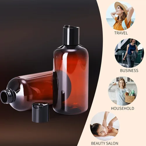 Vista 7 de Zubebe 36 piezas de botellas de viaje de plástico con tapa de disco abatible vacía, contenedores de viaje flexibles recargables para champú