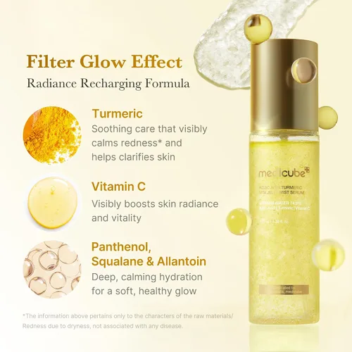 Vista 3 de medicube Jabón corporal de ácido kójico y spray brillante Duo: gel de baño iluminador de cúrcuma con ácido kójico y suero de niebla de gelatina