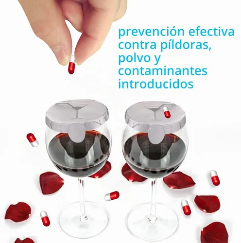 Vista 3 de Paquete de 50 fundas para bebidas para protección contra el alcohol, calcomanías desechables de aluminio herméticas para copas de vino y vasos.