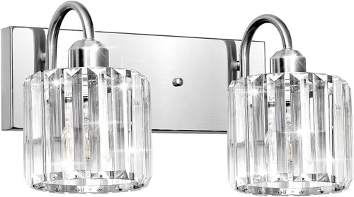 Vista 14 de Luz de tocador de baño dorada - Accesorio de luz de baño de cristal sobre espejo