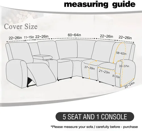 Vista 3 de ALIECOM Fundas de sofá seccional reclinable 100% impermeables en forma de L, elásticas, de esquina, funda de sofá seccional reclinable lavable, Gris