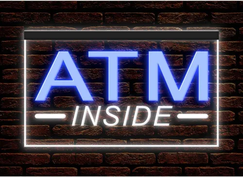 Vista 14 de 120049 ATM Inside 24 Hour Deposit Check Banking Display LED Light Letrero de neón (12 x 8 pulgadas, 16 colores por control remoto)