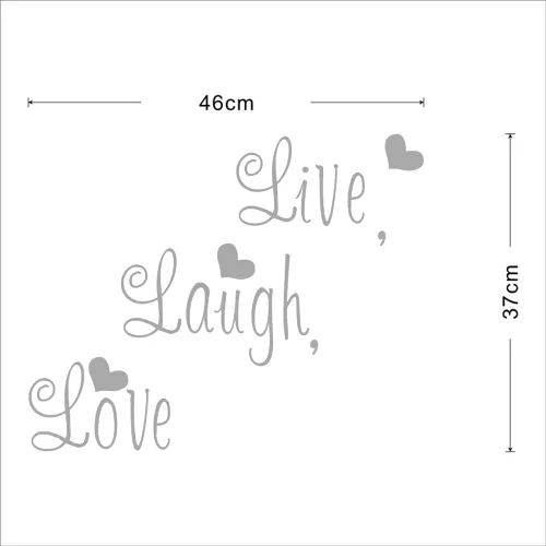 Vista 3 de Calcomanías de pared con texto en inglés Live Laugh Love con citas de PVC, corazones para el día de San Valentín, calcomanías de vinilo para boda