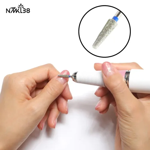 Vista 4 de Broca profesional de carburo para cutícula de uñas con forma de cono de 3/32 pulgadas para herramientas de manicura y pedicura (mediano)