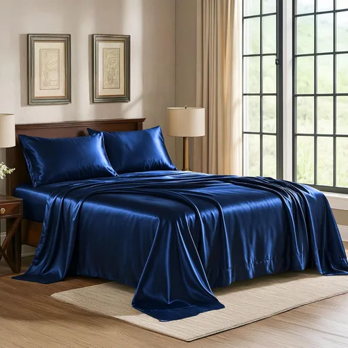 Vista 34 de Pure Bedding Sábanas de satén de lujo para cama individual de hotel, juego de sábanas de microfibra extra suave de 1800, resistente a las arrugas, a
