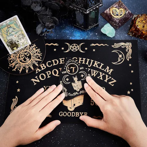 Vista 4 de CREATCABIN Juego de 3 tableros de adivinación de madera, soporte para cartas de tarot, soporte para cartas de tarot, soporte de tarot, soporte