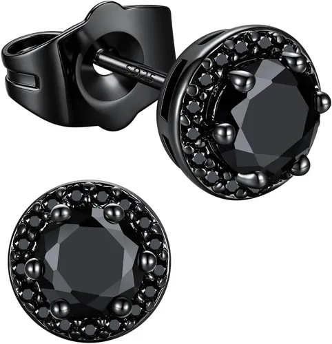 Vista 14 de Richsteel Aretes de circonita cúbica para hombre, postes de plata de ley Dorado Plateado