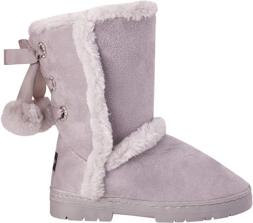 Vista 3 de bebe Girls Fur Trim Winter Boots with Back Lace Pom-Poms (ToddlerLittle GirlBig Girl)