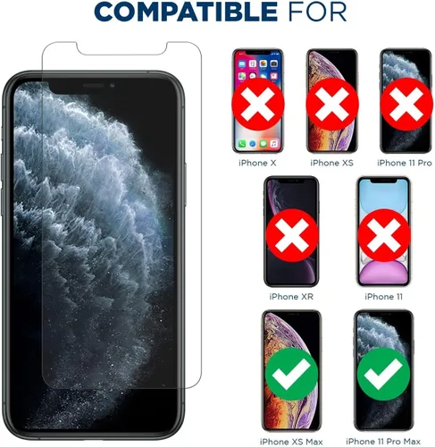 Vista 2 de Tech Armor Protector de pantalla balístico diseñado para Apple iPhone 11 Pro Max y XS Max de 6.5 pulgadas, vidrio templado 2019, paquete de 3
