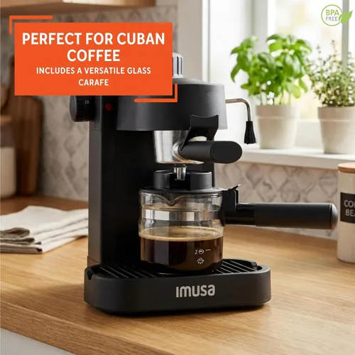 Vista 3 de IMUSA Cafetera eléctrica de capuchino espresso para 4 tazas, color negro