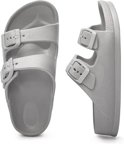 Vista 5 de FUNKYMONKEY Sandalias planas unisex de EVA ajustables con doble hebilla para niños y niñas