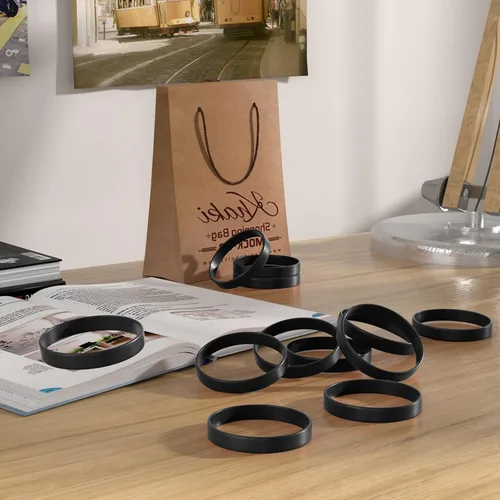 Vista 4 de Morcheiong 12 piezas de pulseras de silicona - Pulseras de goma en blanco de color negro para adultos y adolescentes, recuerdos de fiesta