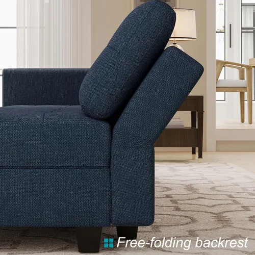 Vista 4 de Belffin Cojín de respaldo para sofá modular seccional rectangular, almohadas de tela modernas (azul)