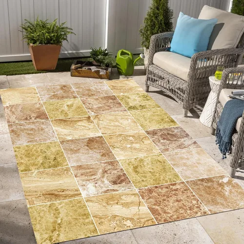 Vista 11 de Alfombra rústica con estampado de grano de madera marrón para interiores y exteriores, para balcón, porche, patio, terraza, patio, impermeable