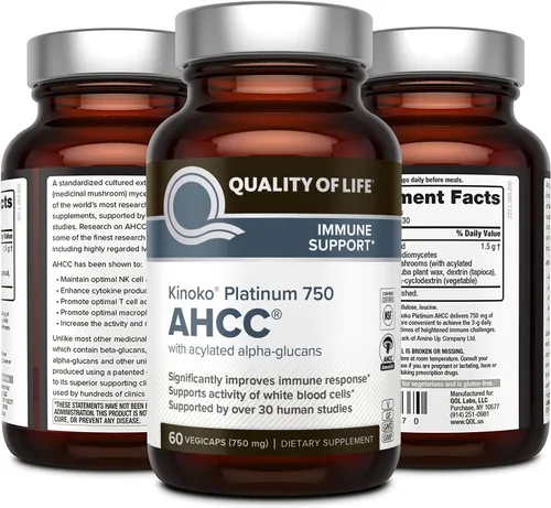 Vista 9 de Quality of Life Kinoko Platinum AHCC Apoyo inmunológico y liberación sostenida de resveratrol