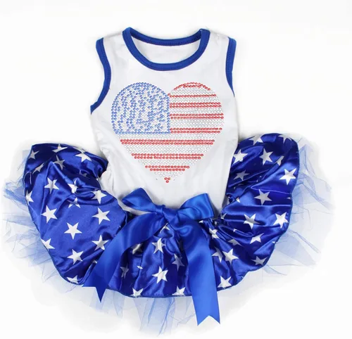 Vista 21 de petitebella cachorro perro ropa nacional corazón tema mascota vestido, XS, Australia