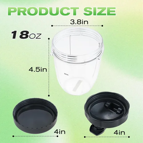 Vista 17 de Vasos de licuadora de repuesto para licuadora Nutribullet de 18 onzas con tapa, compatible con Nutribullet 600 W 900 W licuadora exprimidor