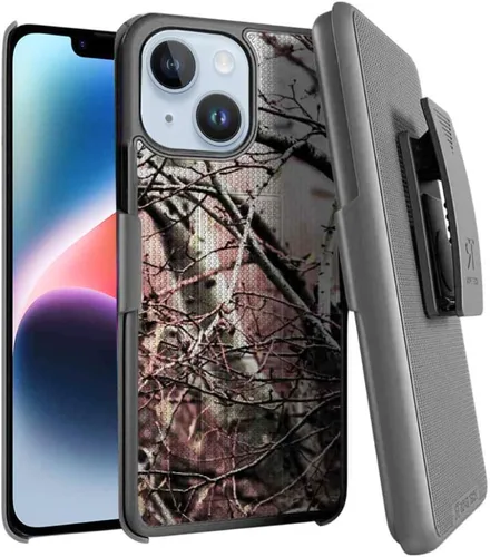 Vista 11 de Diseñada para iPhone 14 Plus - Funda con clip para cinturón y funda tipo pistolera - Funda protectora con soporte para teléfono - Negro (Puntos)
