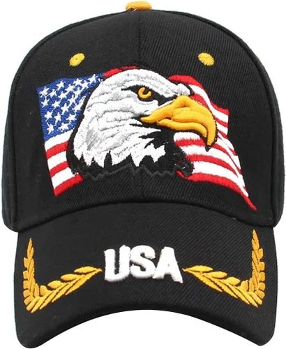 Vista 2 de Anna-Kaci Gorra de béisbol con velcro ajustable en relieve en 3D con bandera estadounidense de Estados Unidos
