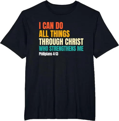 Vista 34 de I Can Do All Things Through Christ Christian Faith Camiseta, Negro, S