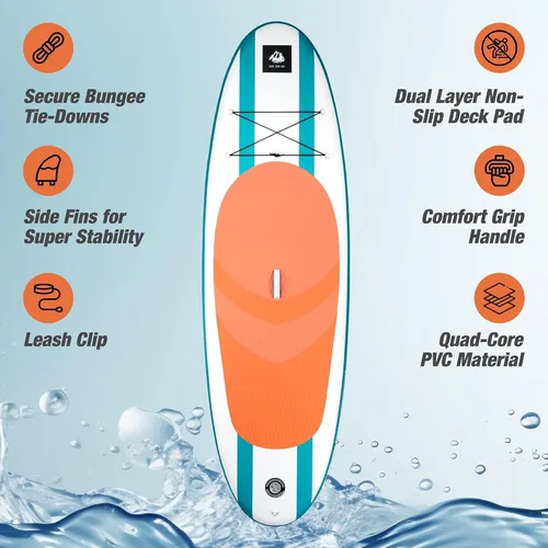 Vista 3 de Roc Tabla de remo inflable con accesorios de tabla de remo de SUP de alta calidad, diseño amplio y estable, cubierta antideslizante y cómoda
