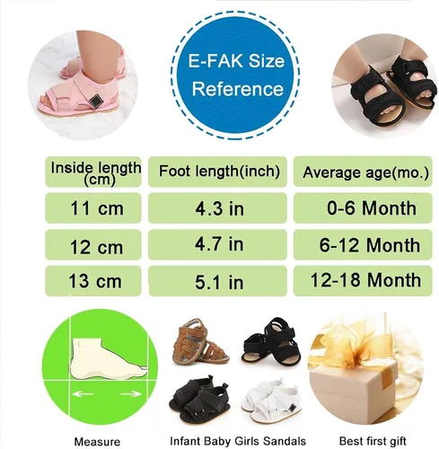 Vista 7 de E-FAK Sandalias de verano para bebés y niñas al aire libre, playa, suela suave de goma antideslizante para recién nacidos, zapatos para primeros