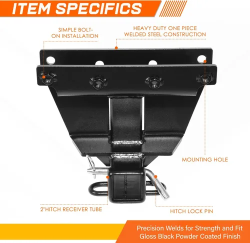 Vista 2 de Enganche de remolque clase 3 receptor de 2 pulgadas compatible con Jeep Grand Cherokee 05-10, color negro