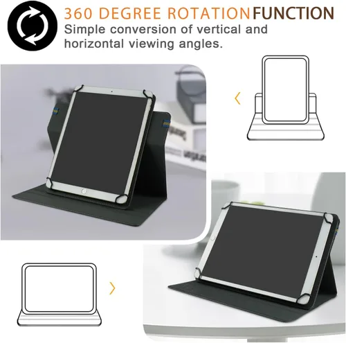 Vista 2 de Funda universal giratoria para tablet de 9 pulgadas de 10 pulgadas, funda protectora universal para Negro