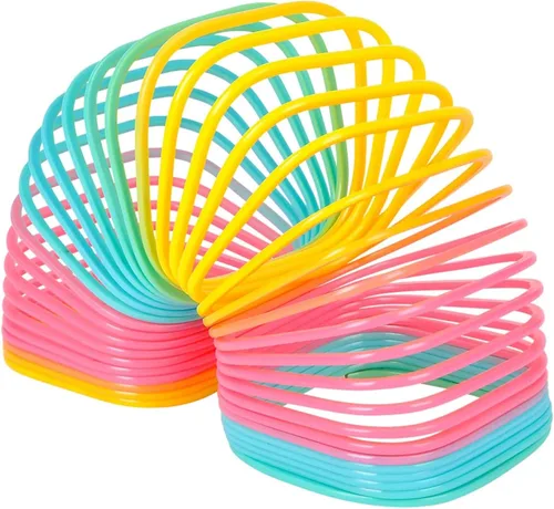 Vista 3 de The Dreidel Company Arco iris de resorte helicoidal cuadrado jumbo, recuerdo de fiesta para niños, 4.75 pulgadas (4.724 in) envuelto individualmente
