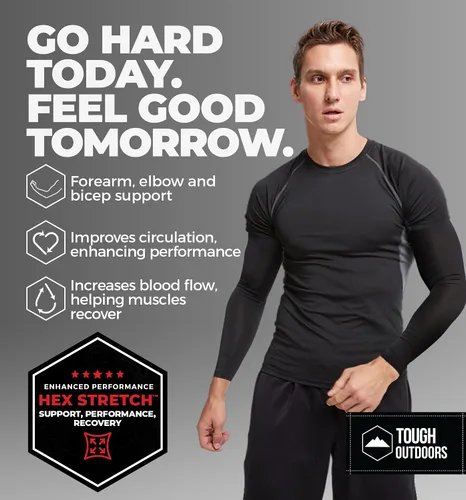 Vista 2 de Tough Outdoors Mangas deportivas de compresión para hombres y mujeres, para jóvenes, niños, baloncesto, tiro de fútbol, béisbol