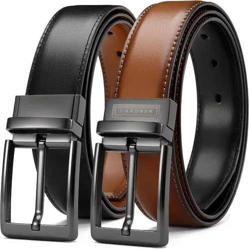 Vista 11 de CHAOREN Cinturón reversible para hombre, 1 pieza, cinturón de vestir de Negro/Marrón