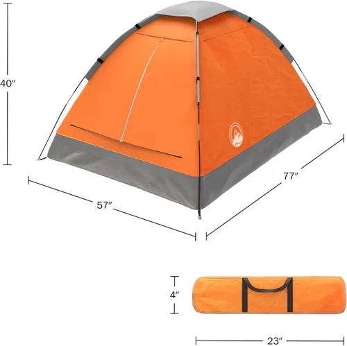 Vista 3 de Wakeman Tents 2-Person Tent with Removable Rain Fly and Carry Bag – Comes with Camping Lantern with Fan – Weather-Resistant Camping Accessories by