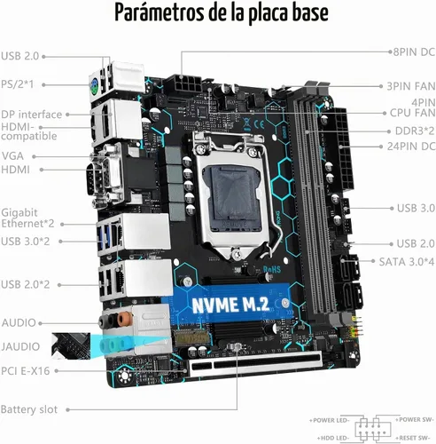 Vista 6 de Placa base H97 Strong LGA 1150 para procesador Intel Core i7/i5/i3/E3 de 4ª