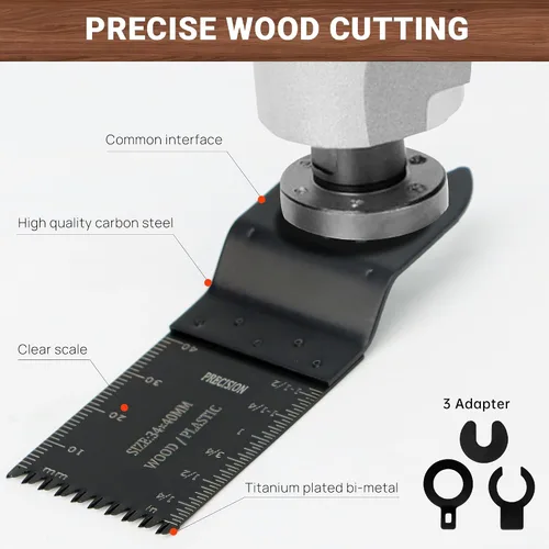 Vista 3 de 43 hojas de sierra oscilantes, kit multiherramienta premium para madera/metal/plástico, hojas de sierra de liberación rápida, compatible con Porter
