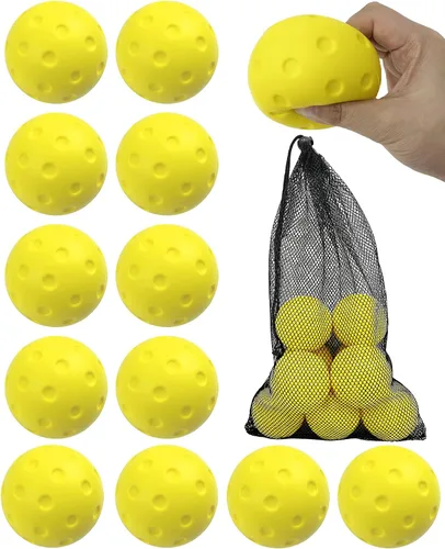 Vista 10 de Tarutaru Paquete de 12 bolas de pickleball de espuma, bolas de pickleball silenciosas para práctica en exteriores o interiores, juego de bolas Verde