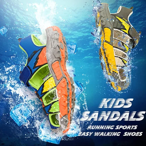 Vista 2 de Littleplum Sandalias para niños con puntera cerrada, sandalias deportivas para niños pequeños, zapatos de verano para niños grandes, caminar