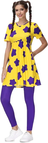 Vista 3 de Maisolly Vestido de disfraz de Halloween de manga corta para mujer con leggings