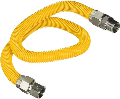 Vista 11 de Conector de gas de acero inoxidable con revestimiento amarillo de 18 pulgadas, conector de manguera de gas flexible de 1 pulgada de diámetro
